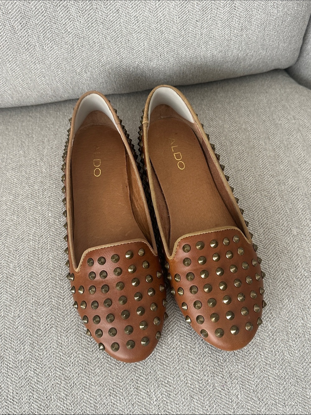 ALDO Brown Studded Slip-On Flats